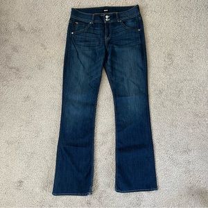 HUDSON Women's Size 32 Midrise Signature Bootcut Dark Wash Blue Jeans 8 3/4 Rise